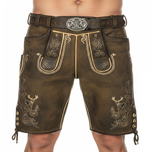 Shorts Lederhosen Bavarois en daim de chèvre à motif écossais respirant pour homme, braguette boutonnée, toutes tailles pour l'Oktoberfest - Product Image 4