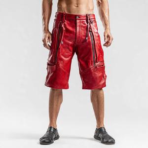 กางเกงขาสั้นผู้ชายหนังมีกระดุมเอวมีกระเป๋ามีซิปสำหรับนักขี่มอเตอร์ไซค์ - Product Image 3