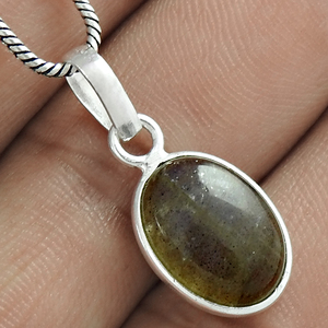 Pendentif en forme d'ovale en argent sterling 925 avec pierre précieuse de labradorite naturelle pour femme, homme, bijoux faits main, vente en gros, fournisseurs - Product Image 2