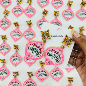 Lujo nuevo con cuentas de Navidad Rhinestone Cadena de cuentas de oro decoración de árbol de Navidad lentejuelas estrellas hilo trabajo gota pendiente para mujer - Product Image 1