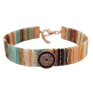 Charme rond de mode de mauvais œil pour le style de tissu de bracelet - Product Image 1