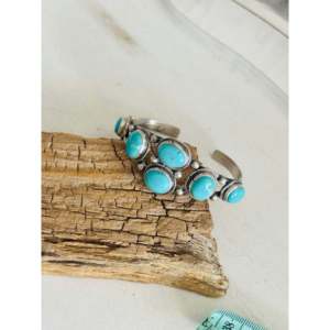 Bobby Johnson Kingman Fashion <b>Cuff</b> <b>Bracelet</b> Turquoise & Sterling <b>Silver</b> Cluster Design - Product Image 4