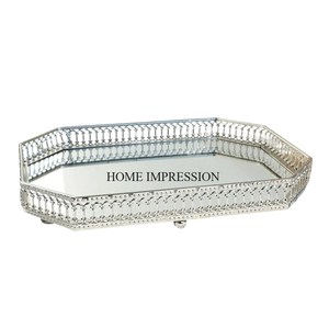 Forma ovalada Aspecto más atractivo Diseñador de cadena Marco hecho de metal Chapado en oro Bandeja de espejo de alta calidad estándar al precio más bajo - Product Image 4