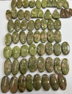 Pendiente colgante de cabujón de Unakite Natural hecho a mano, par de formas mixtas, piedras preciosas sueltas, fabricación de joyas, piedra preciosa de Unakite - Product Image 2