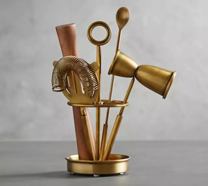 Brass Tools Handle Stand Brass Wooden Base Luxury Bar Ware Tools Set Bar Accessories - Product Image 6