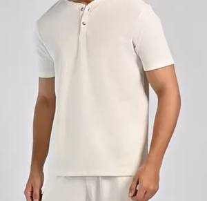 เสื้อเชิ้ตผ้าคอตตอนแบบมีกระดุมเสื้อโลโก้ผ้าฝ้าย100% ต่ำเสื้อโอเวอร์ไซส์ผ้าเปล่าออกแบบได้ตามต้องการ250 GSM - Product Image 5