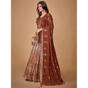 Increíble Lehenga Choli de Georgette con Lentejuelas Marrones para Bodas - Product Image 1