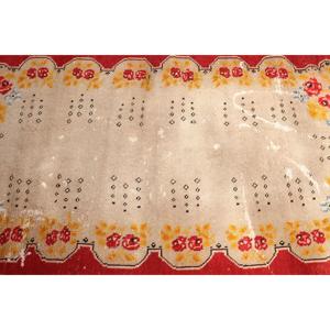 3x5.6 ft Accent Turkish Vintage Rug, <b>Red</b> Floral <b>Wool</b> Rug - Product Image 4