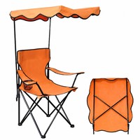 Chaise de pêche pliable en Oxford 600D avec porte-gobelet et auvent, chaise de camping portable avec sac de transport pour la pêche et la plage
