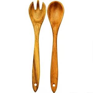 Juego de Cubiertos para Ensalada de Madera de Acacia Hechos a Mano, Incluye Cucharas y Tenedores, Utensilios de Cocina, Cuchara de Madera para Regalo - Product Image 1
