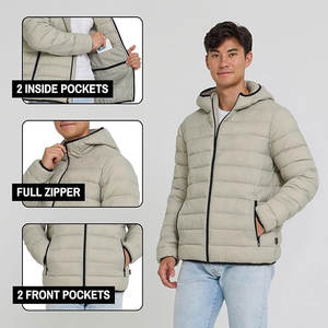 Vestes matelassées d'hiver chaudes pour hommes, personnalisables, avec col montant et logo frontal, vente en gros - Product Image 3