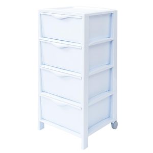 Cassettiera in plastica a 4 cassetti 38x39.5x76 cm bianco/tortora grigio/grigio-per camera da letto e mobiletto bagno - Product Image 1