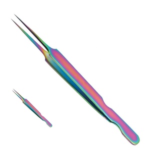Pince à cils personnalisée argentée, blanche, noire, rose, dorée, avec pointe en fibre pour extensions de cils, ensemble de pinces à cils - Product Image 1