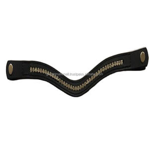 Banda de cuero hecha a mano para cejas de caballo, banda con incrustaciones de 1 Fila de cristales dorados, diamante, cadena ostentosa - Product Image 1