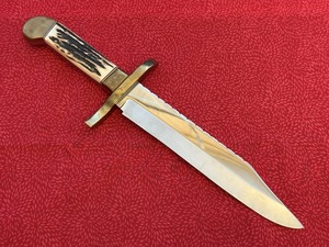 Cuchillo Bowie hecho a mano mango de cuerno cuchillo de supervivencia hoja de acero inoxidable Funda de cuero genuino cuchillo especial. - Product Image 5