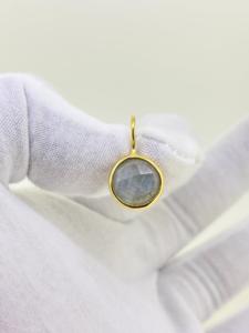 Labradorite naturelle pierres précieuses plaqué or 18 carats 925 monture en argent sterling 3.5 boucles d'oreilles classiques de mariage pour femmes - Product Image 3