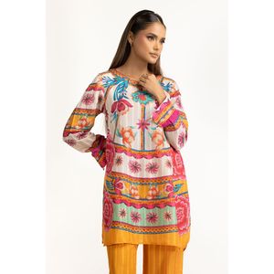 Ensemble coordonné 2 pièces chic bohème pour femme en mousseline de soie texturée rose imprimée Dobby, tenue short pour le printemps/été, taille XS - Product Image 1