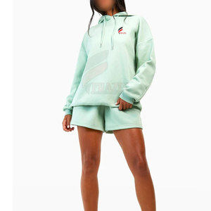 Conjunto de Sudadera con Capucha para Mujer de la Mejor Calidad, Fabricada en Fábrica, Cortavientos, Informal, con Patrón Sólido, Corta, 100% Algodón, Transpirable y de Secado Rápido - Product Image 2