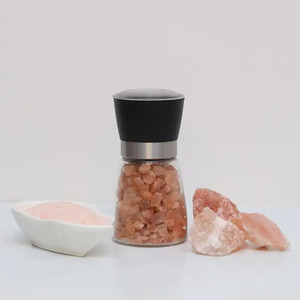 Frascos de vidrio del Himalaya con molinillo, botella de molinillo de sal rosa del Himalaya con tapa de cerámica, tapa de plástico de pimienta orgánica, sal rosa - Product Image 2