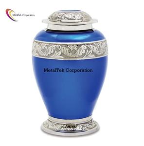 Pacific Blue Crémation Urne Floral Bande Personnalisable Couleur Prix De Gros Funérailles Décoratif Souvenir Cendres Urne Pot Fabricant - Product Image 4