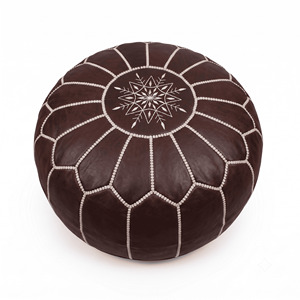 Wholesale Handcrafted Dark Brown Moroccan <b>Leather</b> <b>Pouf</b> Unstuffed Embroidered Round Floor Ottoman Footstool Cover multiple colors - Product Image 1