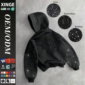 Sweat à capuche unisexe avec strass Luxe Bling Streetwear Sparkle Pull Sweat-shirt à capuche personnalisé avec strass Hommes Femmes Crystal Bling - Product Image 4