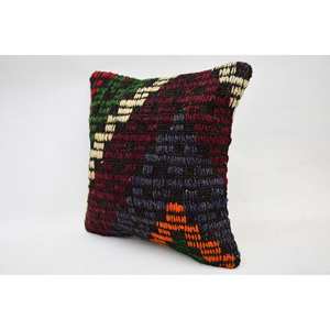 Almohada de lana con patrón Vintage Multicolor, cojín decorativo de 12x12 pulgadas, técnica de retales Kantha tejida - Product Image 3