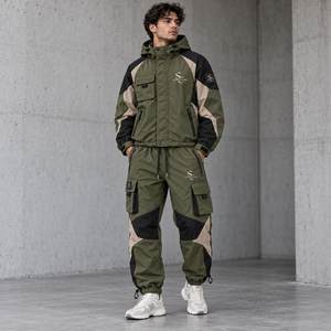 Ensemble coupe-vent respirant pour homme, style streetwear, avec logo personnalisé, veste zippée en nylon et pantalon de survêtement, 2 pièces, tenue de sport d'été - Product Image 1