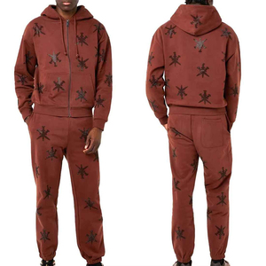 Hot Selling 2026 Full Zip Rhinestone High Quality Breathable Casual Long Sleeve Comfortable Trendy Winter <b>Men's</b> Tracksuit - Product Image 2