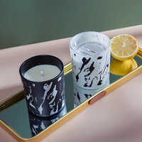Pot en verre imprimé noir et blanc bougie parfumée boîte-cadeau paquet simple bougie en cire de soja