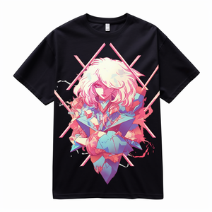 T-shirts surdimensionnés personnalisés à épaules tombantes, impression graphique d'anime, vintage, pour hommes, en coton lourd - Product Image 1