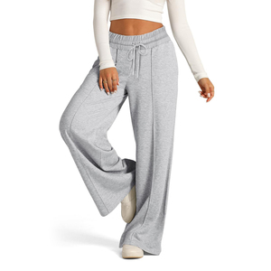 Pantalon de survêtement baggy taille plus pour femmes vente en gros OEM mode joggings fermeture à la taille élastique en satin pantalon de survêtement de salon ample - Product Image 4