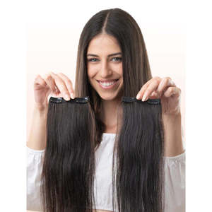 Extensions de cheveux Remy indiennes à clipser, paire de mèches latérales à trame unique - Product Image 1