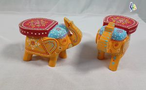 Elefantes de madera pintados a mano personalizados para decoración del hogar, ideales para reventa, hechos con patrones y diseños coloridos - Product Image 4