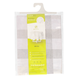 Tovaglia Antimacchia in Olio di Gomma Rotonda Ø/ 140 cm. Quadri Beige - Product Image 4