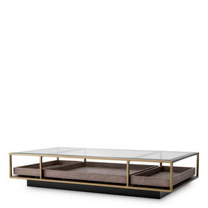 Roxton Coffee <b>Table</b> Brushed Brass Finish Durable Home Furniture Traditional Antique Contemporary for Tea Made Metal Marble - Product Image 2
