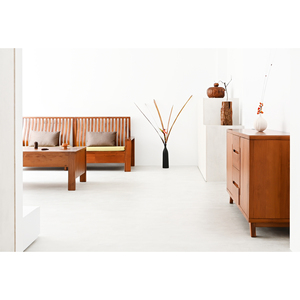 Mueble de Almacenamiento de Madera de Teca de Estilo Nórdico Moderno, Aparador de 2 Puertas y 4 Cajones con Patas Cónicas para la Organización del Hogar y la Sala de Estar - Product Image 4