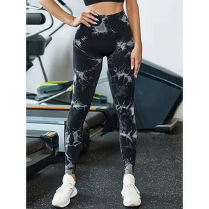 Pantalon de fitness sans couture tie-dye taille haute de qualité supérieure pantalon de course serré Scrunch 100% coton pantalon de levage et ajusté - Product Image 2