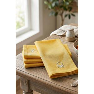 Be-28462-Ye Lot de 4 serviettes en coton 100% 40*40 cm, couleur unie, jaune - JAUNE - Product Image 1