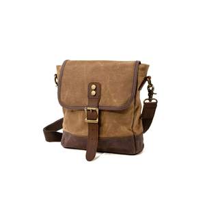 Rétro Toile Casual Petit Messenger Sac Ciré Imperméable (Kaki) - Product Image 1