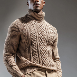Pull à col roulé slim fit pour homme, mode, tricot d'hiver, OEM - Product Image 3