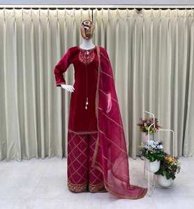 Salwar Kameez de Terciopelo Premium para Invierno con Bordado Intrincado de Secado Rápido para un Look Festivo, Ideal para Bodas y Fiestas - Product Image 3