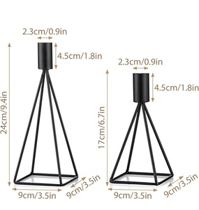 Bougeoir conique structuré géométrique noir moderne fait à la main en métal de qualité durable décor de table décoratif de noël - Product Image 2