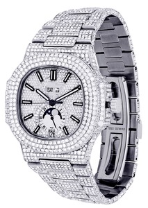 นาฬิกาประดับเพชรหน้าปัดแบบฝังเพชรหน้าปัดสีดำสำหรับผู้ใหญ่ผลิตจากสเตนเลสสตีล VVS - Product Image 3