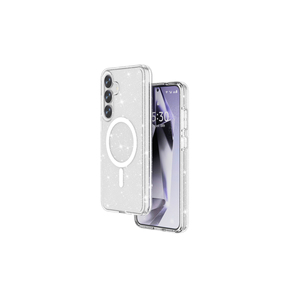 Coque de luxe compatible MagSafe à paillettes pour Samsung Galaxy S25 Plus, étui transparent rose en cuir avec dos en silicone, emballé - Product Image 4