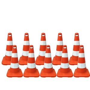 Cônes de signalisation TPE légers ECO, lot de 10, 50 cm, pour barrières de circulation - Product Image 2