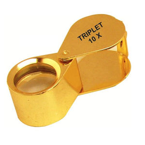 แว่นขยายแบบพกพาขนาด 18 มม. กำลังขยาย 10 เท่า สำหรับช่างอัญมณี  แบบพับได้  ตกแต่งสีทอง  สำหรับตรวจสอบอัญมณี เพชร และพลอย - Product Image 1