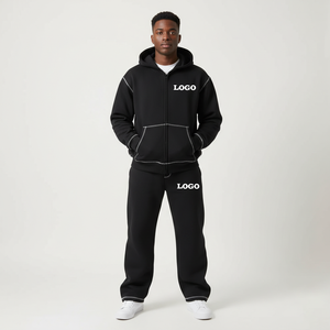 OEM Winter Printed Cotton Fleece Drawstring <b>Hoodies</b> Customized Logo Oversized Contrast <b>Stitch</b> Tracksuits Wholesale Baggy Loose - Product Image 5