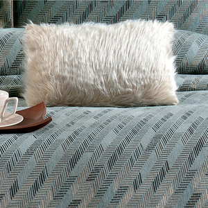 Ensemble de couvre-lit de luxe personnalisé Guzide Julia Turquoise 4 pièces, 100% chenille, tissé organique, rayé, lavable, anti-acariens - Product Image 4