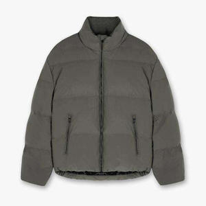 Veste matelassée vert olive personnalisée en gros avec logo, veste à fermeture éclair pour homme, col montant, veste matelassée pour homme, veste matelassée brillante - Product Image 3